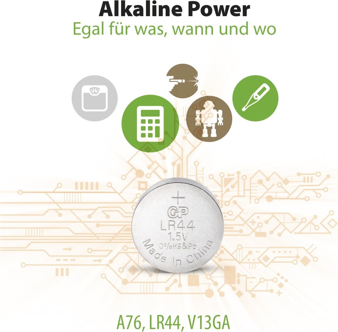 GP Batteries Knopfzellen V 13 GA/LR44 1,5 V - 5 stuks