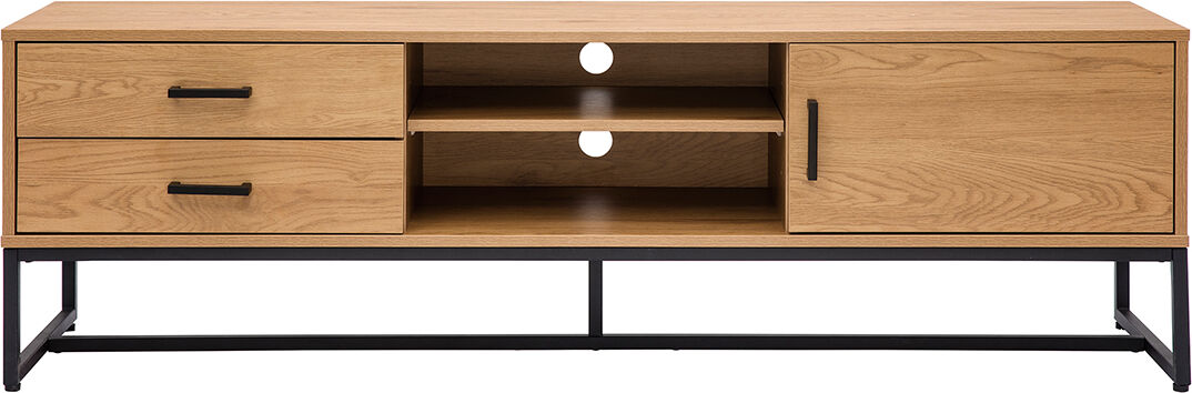 Miliboo Meuble TV finition bois clair chêne et métal noir L160 cm LOVATO