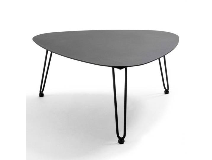Table basse de jardin triangulaire en aluminium noir Atoll - Oviala