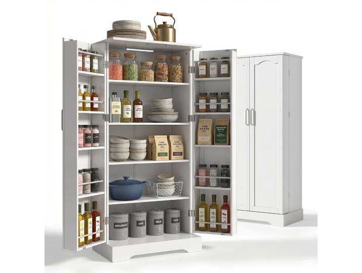 MeubleR : Armoire haute de cuisine\, armoire haute de cuisine 60 x 35 x 128 cm\, blanche\, en MDF