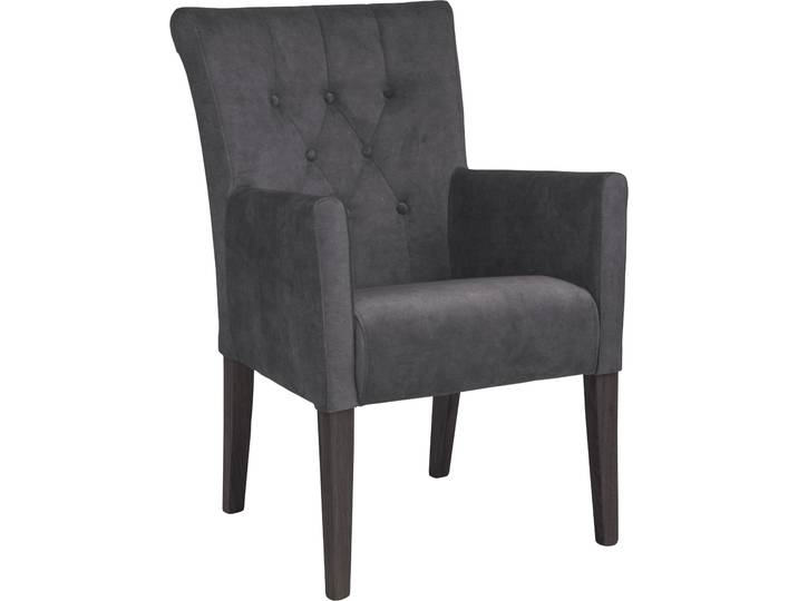 Esszimmerstuhl HOME AFFAIRE King , grau (graphitgrau, wenge), B:60cm H:92cm T:65cm, Polyester, Stühle, Esszimmerstuhl, Esszimmerstuhl mit Knopfheftung