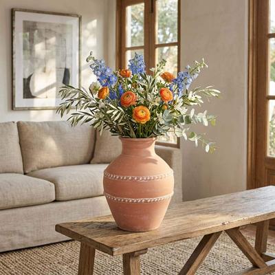 Sagebrook Home Pottery Terracotta Vase Artisan Style Traditional Classic Silhouette