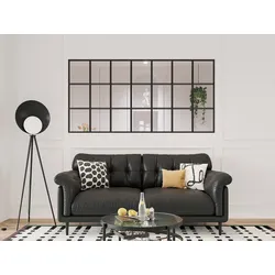 Innenfenster im Orangerie-Stil aus pulverbeschichtetem Aluminium Schwarz 210 x 105 cm (B x H) – ORANSA