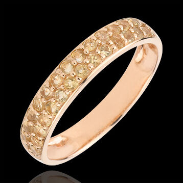Edenly Ring Paradiesvogel - Zweierreihe - RosÃ©gold und Gelber Citrin