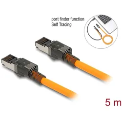 Delock RJ45 Netzwerkkabel mit USB Type-C™ Portfinder Funktion Self Tracing Cat.6A S/FTP 5 m orange