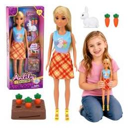 Lean Toys Anlily-Puppe mit einem weissen Kaninchen und Karotten (71225352)
