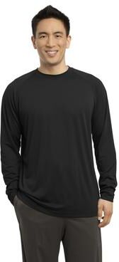 Sport-Tek ST700LS Long Sleeve Ultimate Performance Crew T-Shirt in Black size 4XL   Polyester/Spandex Blend