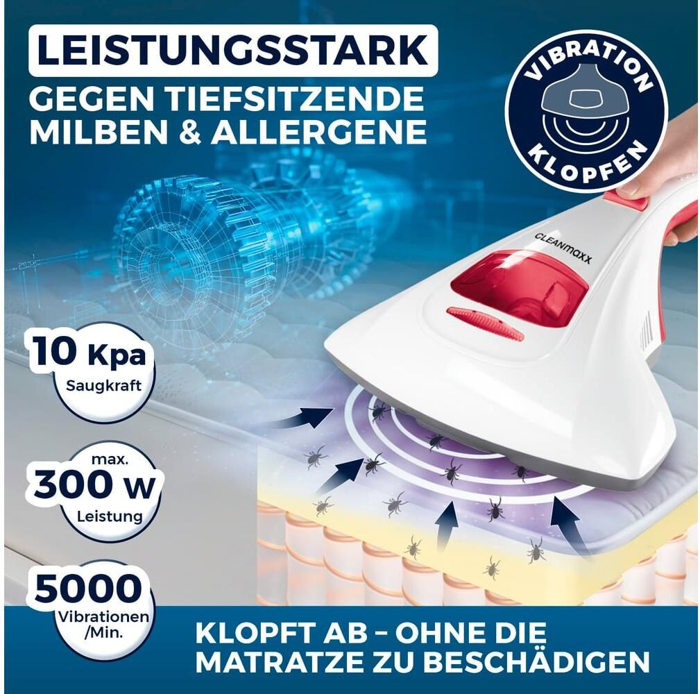 CLEANMAXX Matratzenreinigungsgerät "mit UV-C-Licht 300W", weiss (bunt), B:25cm H:12cm, Mehrzwecksauger, Matratzenreinigungsgerät bunt Einheitsgröße