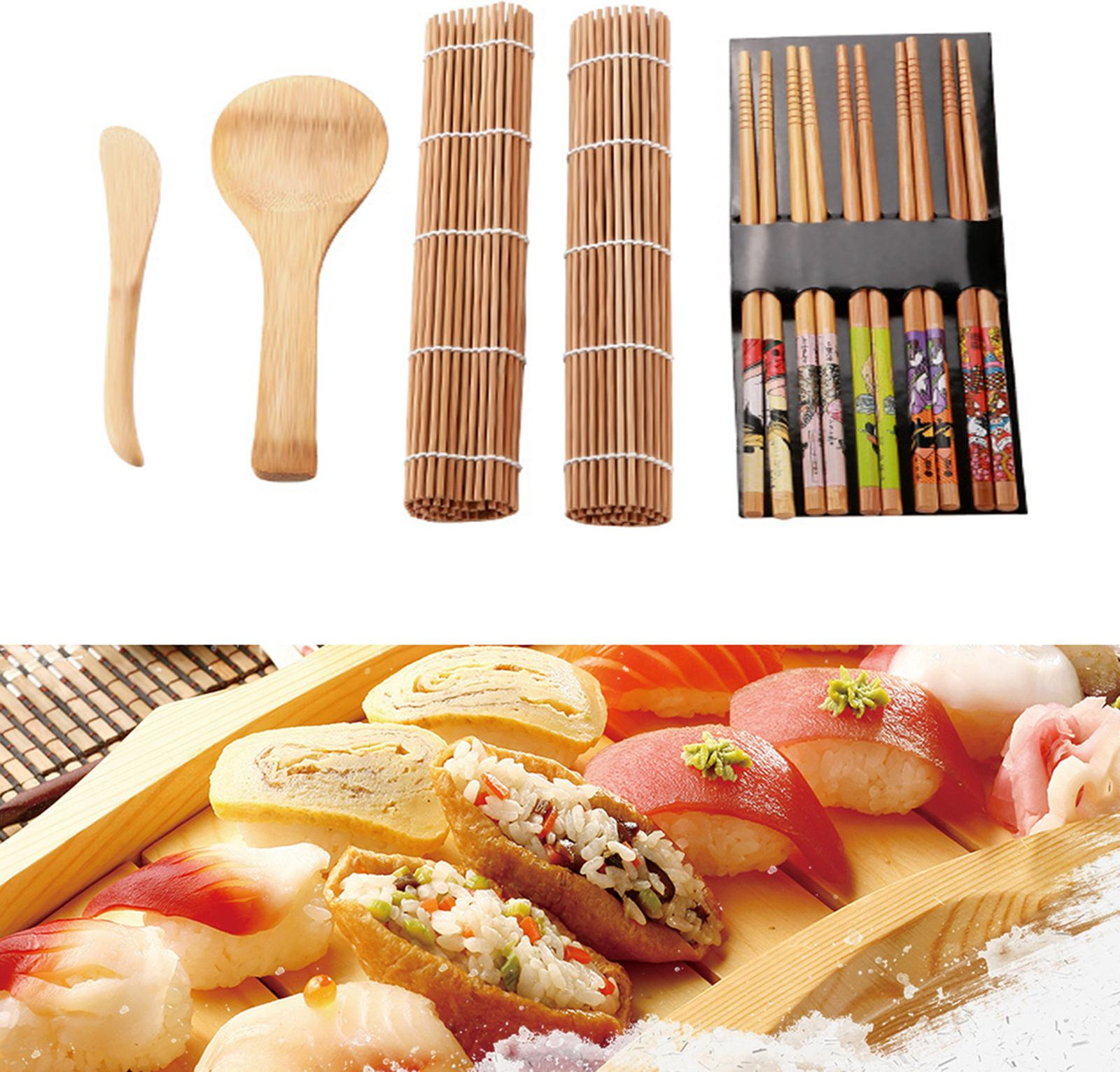 Cocosity 13-delige bamboe sushi set voor het maken van zelfgemaakte sushi