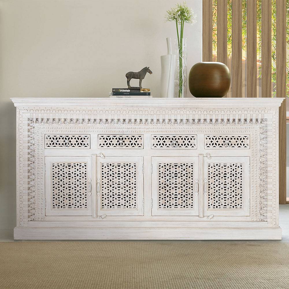 Pharao24.de Sideboard Holzkommode im orientalischen Stil geschnitzt