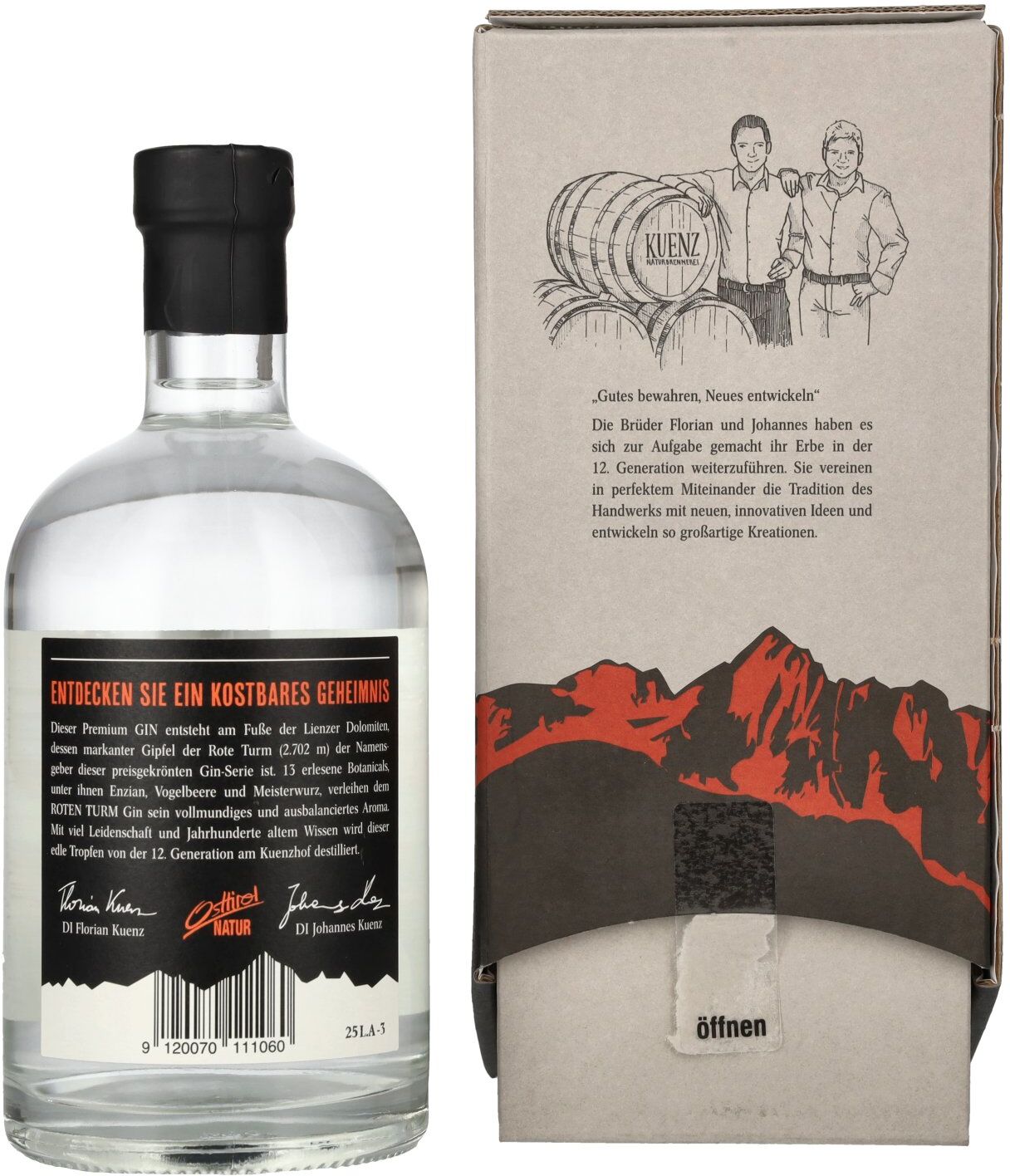Roter Turm Alpine Dry Gin Pure Botanical 43% Vol. 0,5l in Geschenkbox