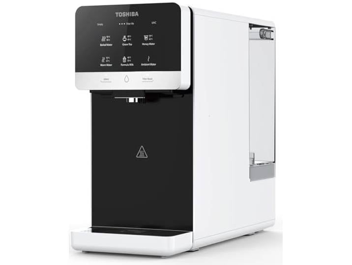 Toshiba Osmoseanlage, Wasserfilter Trinkwasser, Auftisch, Keine Installation, Heißwasserspender, Umkehrosmoseanlage, Mehrfach-Filterung & Mineralisierung, UV Licht, NSF zertifiziert, Pearlweiß