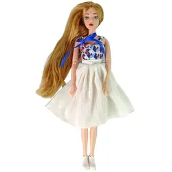 Baby Doll Puppe mit Katze Langes braunes Haar.