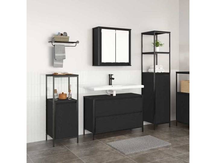 Magnifique Meubles de salle de bain 3 pc Chêne noir - Résistance à l'humidité &3233