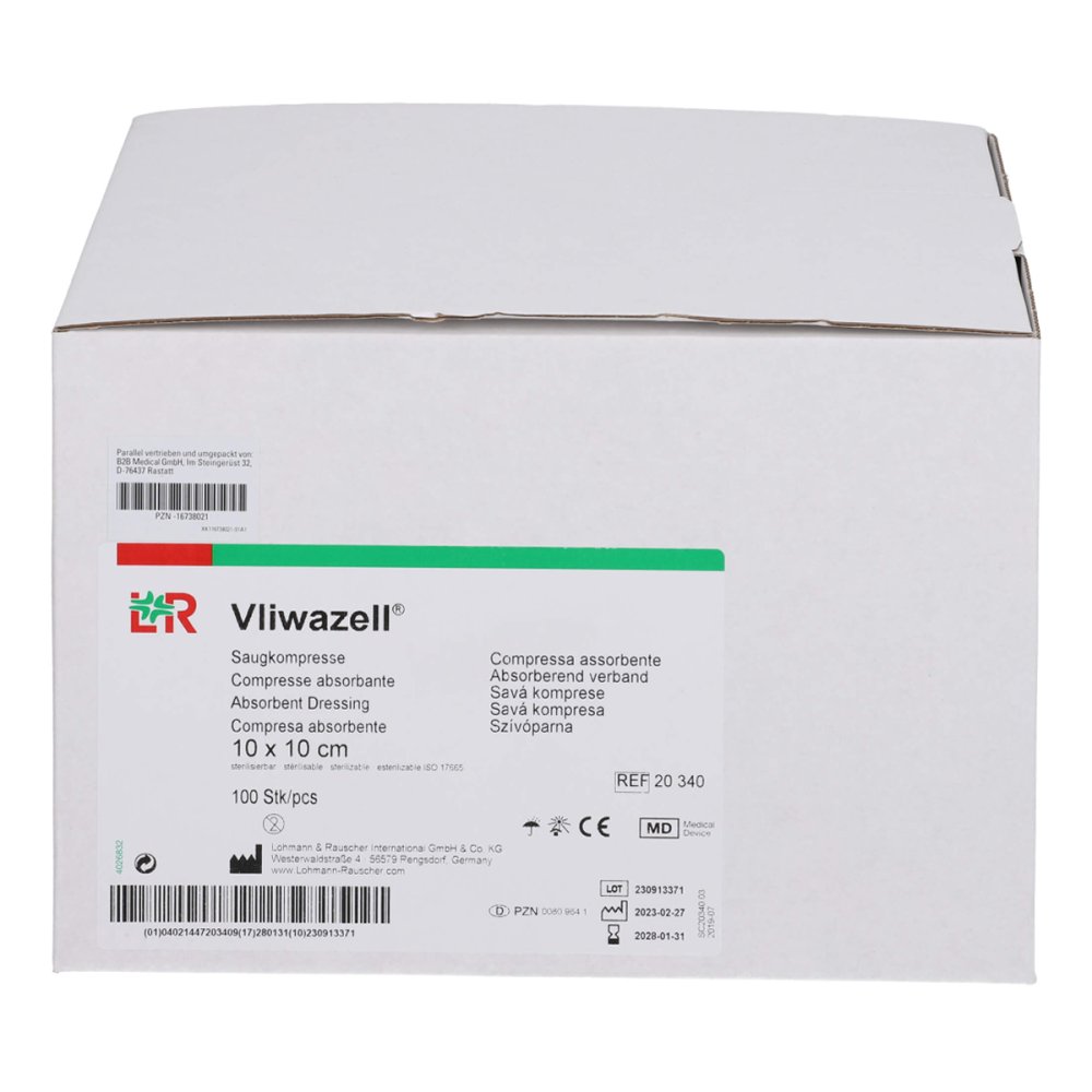 1001 Artikel Medical GmbH Vliwazell Saugkompressen 10x10 cm unsteril 07558538