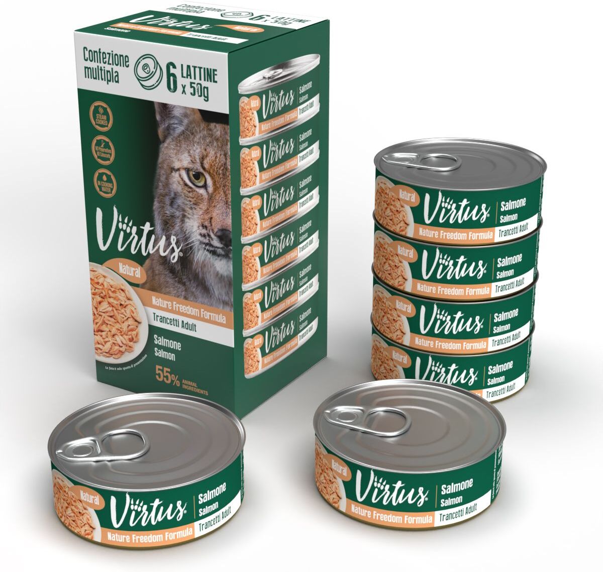 Virtus Cat Natural Multipack 6X50G SALMONE