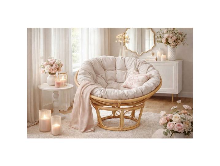 Mid.you Sessel, Beige, Rattan, massiv, Uni, Füllung: Vlies, 80x80x60 cm, Wohnzimmer, Sessel, Sonstige Sessel