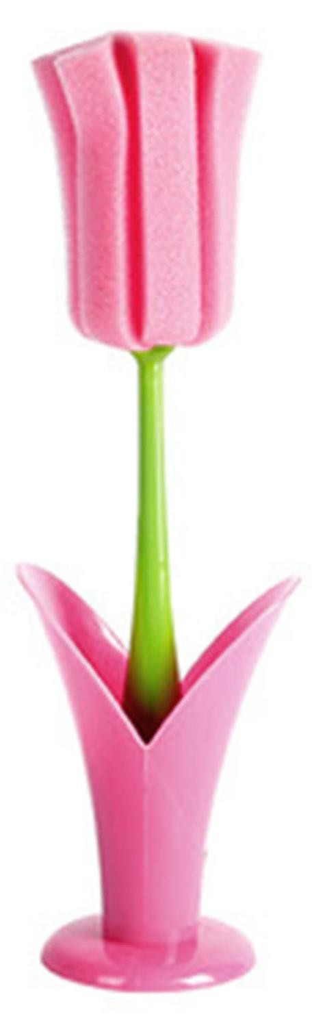 Dripio Spoelborstel met spons, 2 stuks, lang, roze