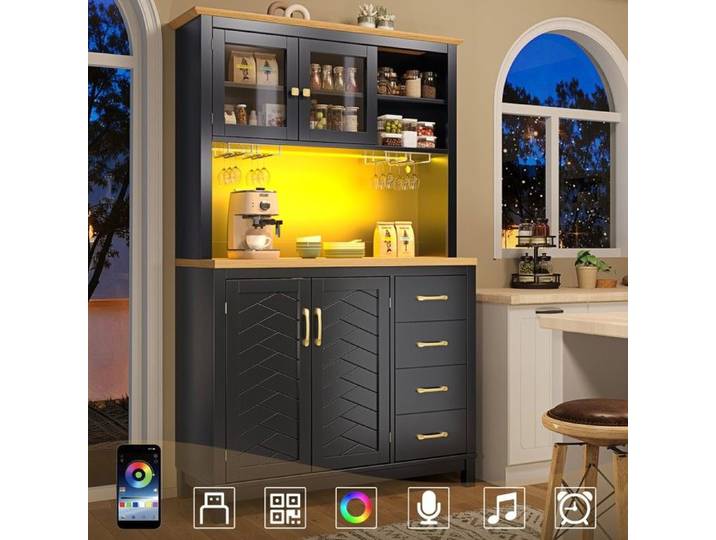 Buffet - MINIMAL - MINIMAL - 105 5x40x180 cm - 4 portes - Bande LED contrôlable