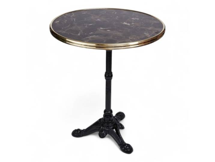 Table de terrasse MONCEAU - Marbre Noir - cerclage laiton