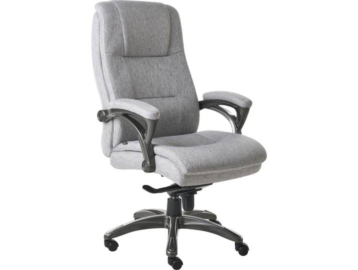 BELIANI Chefsessel Grau Leinen Stoff Gepolstert Höhenverstellung Drehbar Neigungsfunktion Ergonomische Form Bürostuhl Bürosessel