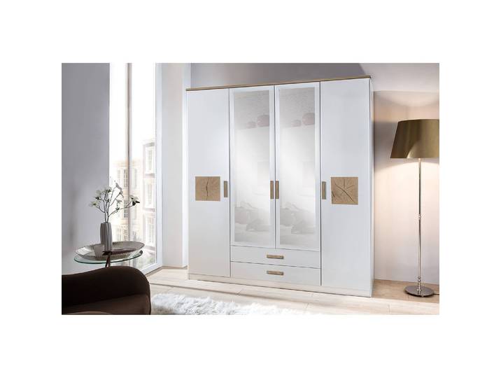 Drehtürenschrank Kärnten 180 x 199 x 58cm Weiß/Alpinweiß