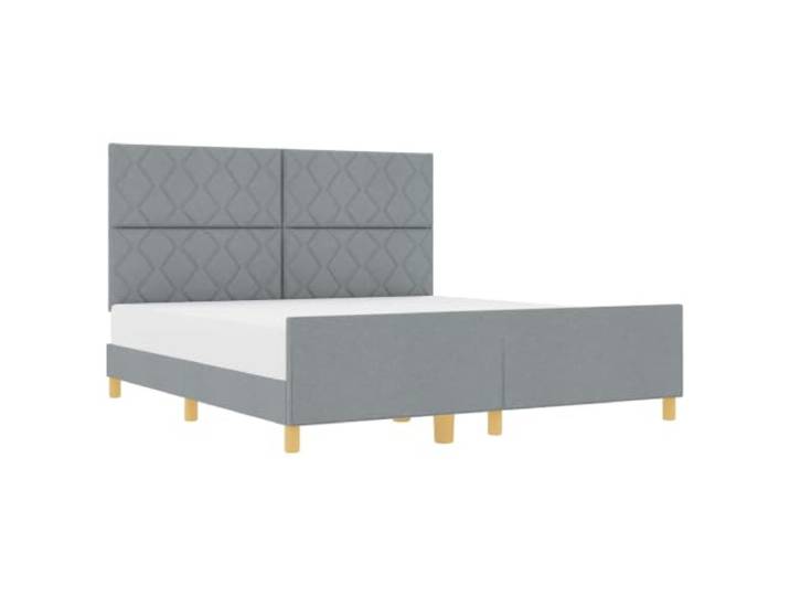 KTHLBRH Bettgestell hellgrau 180 x 200 cm Stoff Holztechnik, Schaumstoffpolsterung, Kopfteil und Fuß im Lieferumfang enthalten, minimalistisches Design, klare Linien