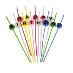 Papstar 16x Spaghettikerzen-Set 16 cm farbig sortiert Happy Birthday