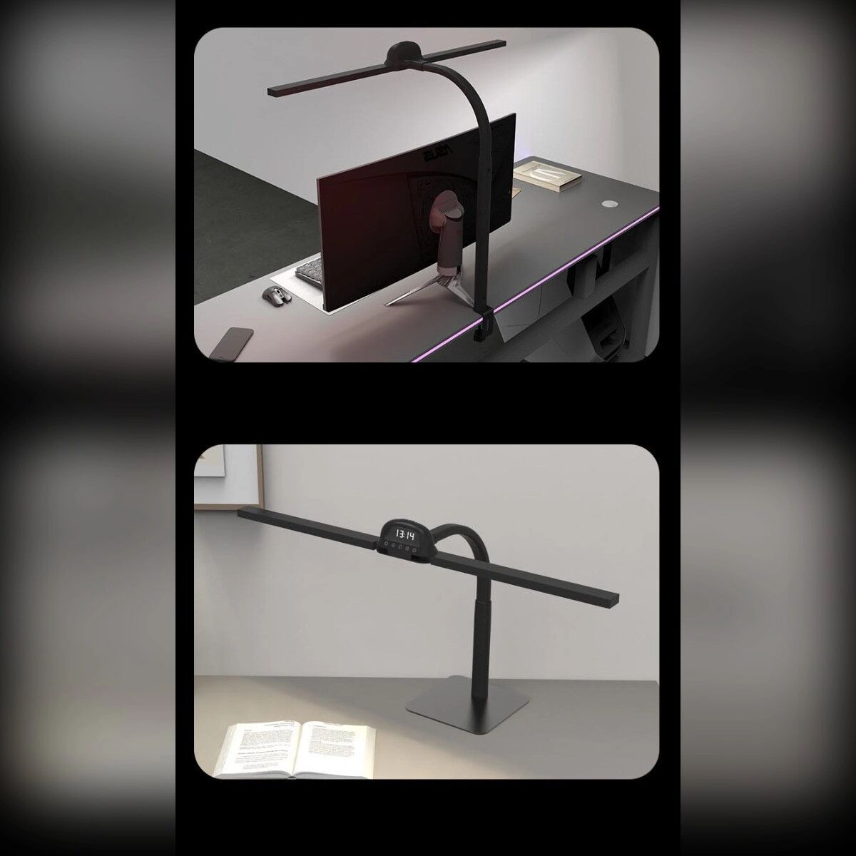 INF Klemm-LED-Schreibtischlampe – 900mm breiter Schwanenhals, Touch-Steuerung, Einstellbar 3100-7600K, Flimmerfrei mit