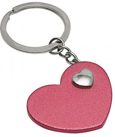 Portachiavi Heart in Heart alluminio e acciaio inox 8x3,9cm Personalizzate o neutre