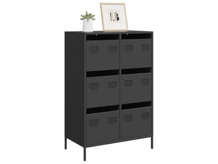 Jkghdrt Highboard Schwarz 68x39x101,5 cm Stahl mit Schublade Kaltgewalzter Stahl, Metallfüße, Schublade, pflegeleichte Oberfläche, vielseitig nutzbar