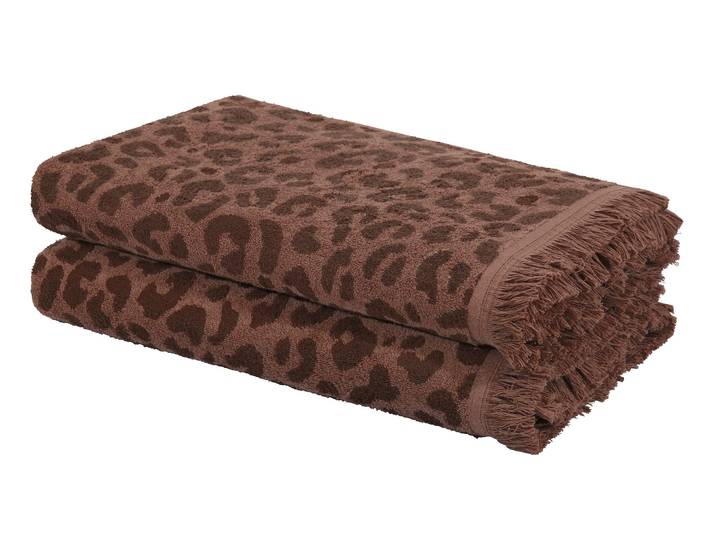 Strandtuch OTTO HOME Tiffani, Leopardenmuster, Premium Strandtücher 2-tlg, 500 gr/m² , braun, B:180cm L:90cm, Frottier, Obermaterial: 100% Baumwolle, Handtücher, Strandtuch, 90x180 cm, Animal Print, Leo, modern, Urlaub, mit Fransen, Topseller