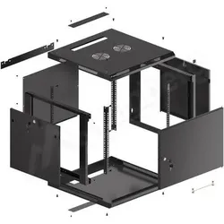 Lanberg WF01-6609-00B Rack 9U Wandmontiertes Regal (9 HE, 19 Zoll Rack), Serverschrank, Schwarz
