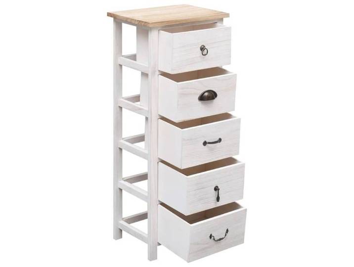 Moderne Armoire latérale BURKE Commode rangement 35x25x87 cm Bois de Paulownia AA1101