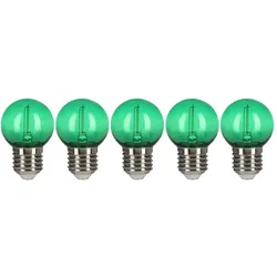 Bailey 5x Kugelbirne Grün | LED Glühfaden 0.6W | Große Fassung E27 Kunststoff