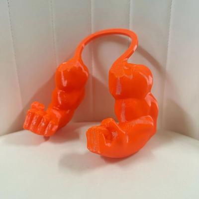 Uplifted Finds Muscular Power Arm Feline Pendant orange