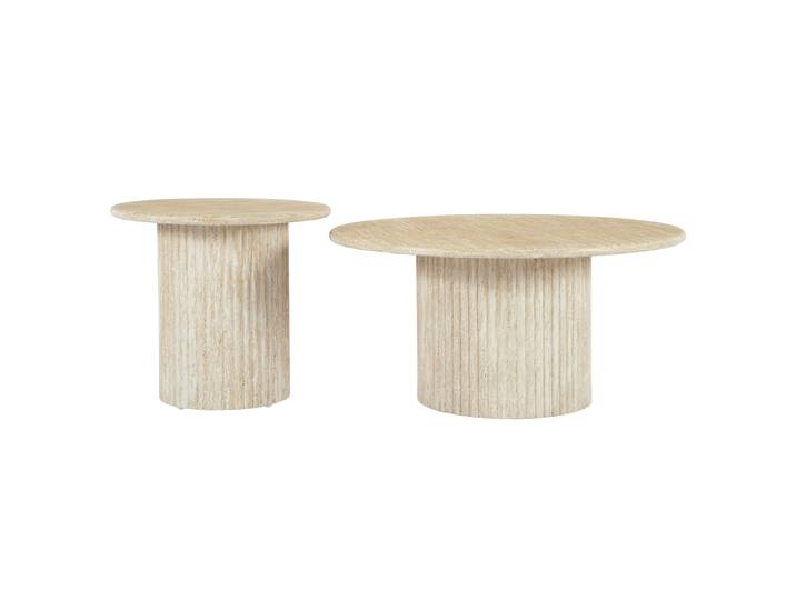 Couchtisch HALBURN 2-teilig Ø 80cm Beige/Beige