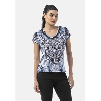 T-Shirt CIPO & BAXX "WT384", Damen, Gr. XL, blau, 100% Baumwolle, bedruckt, regular fit, Shirts T-Shirt, mit Digitaldruck