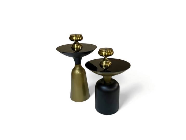 Xlmoebel Beistelltisch XLMOEBEL Beistelltische, glänzende Oberfläche, schwarz-gold (2-teilig, 2-St., Beistelltisch 1, Beistelltisch 2), Made in Europa