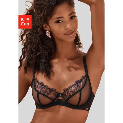 Bügel-BH JETTE "BH mit Bügel, Spitzen-BH, als Dessous-Set kombinierbar", Damen, Gr. 85, Cup C, bunt (schwarz, kupferfarben), Spitze, Obermaterial: 52% Polyamid, 45% Polyester, 3% Elasthan, BHs Bügel-BH, sexy Dessous, sexy Unterwäsche, Reizwäsche...