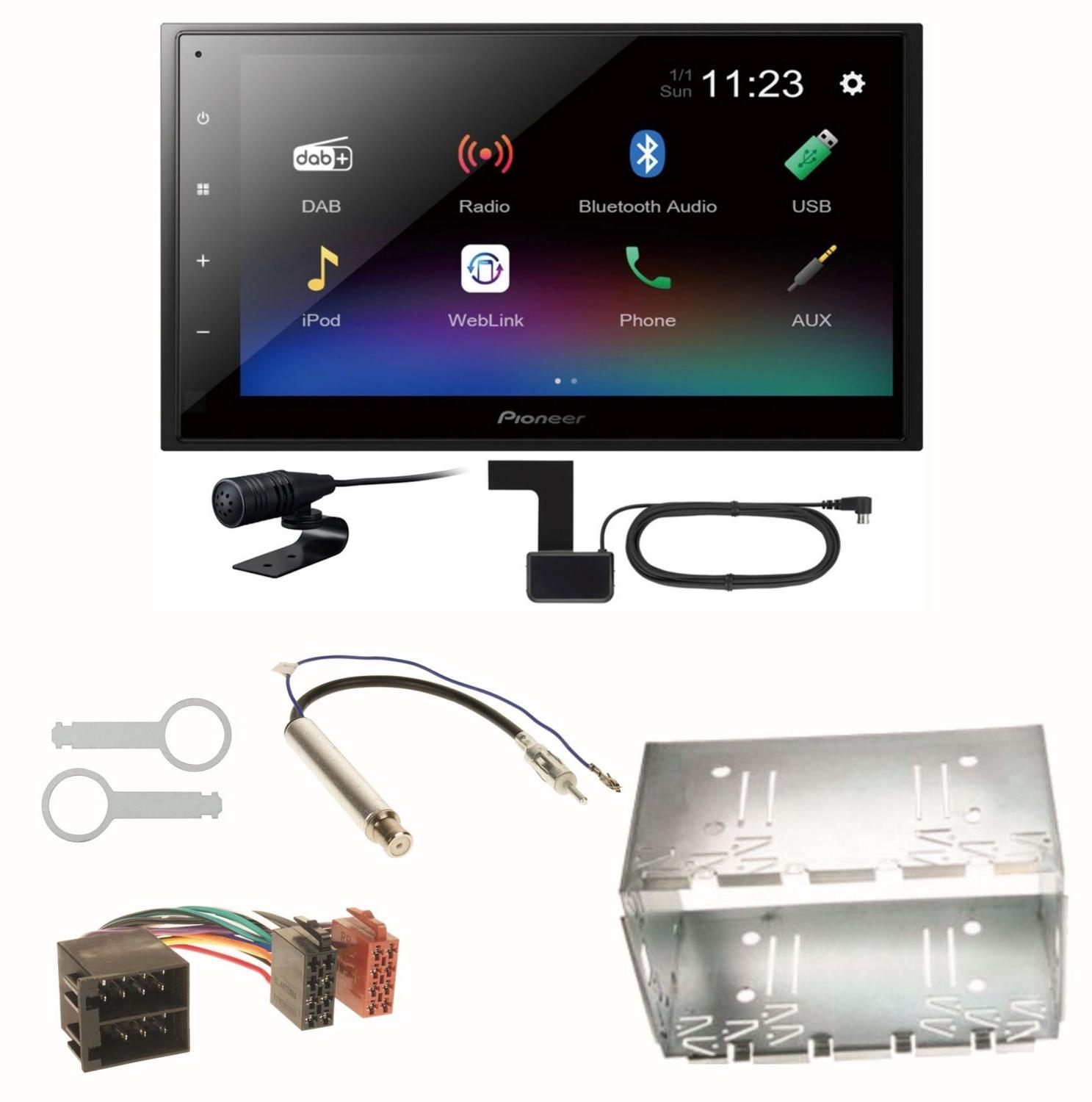 Pioneer DMH-A340DAB DAB+ Bluetooth Einbauset für Polo 6N2 9N Bora Ibiza 6L