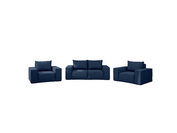 Kaiser Möbel Loungegarnitur 2 1 1 Gartenmöbel Sonne Marineblau, Blau, Holz, Gartenmöbel, Gartengarnituren, Gartenmöbel-Sets