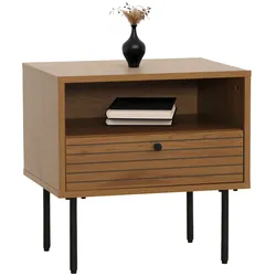 Nachttisch MCW-N78, Nachtschrank, Schublade, skandinavischer Stil Metall Holz Melamin MVG 50x40x50cm ~ natur