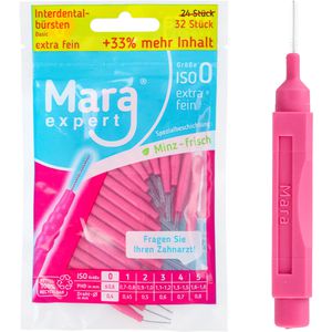 Mara-Expert Interdentalbürsten Basic Pink Minze, ISO-Größe 0, Ø 0,4 mm, für kleine Zahnzwischenräume, 32 Stück