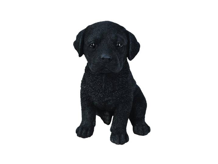 Dekofigur Vivid Arts Labrador Welpe, Schwarz , schwarz, B:12cm H:16,5cm T:14,3cm, Polyresin, Dekofiguren, Dekofigur
