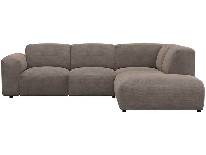 Ecksofa, Kaltschaum, Taupe Braun, 256×231 cm, Chaiselongue Links, Modern, FLEXLUX