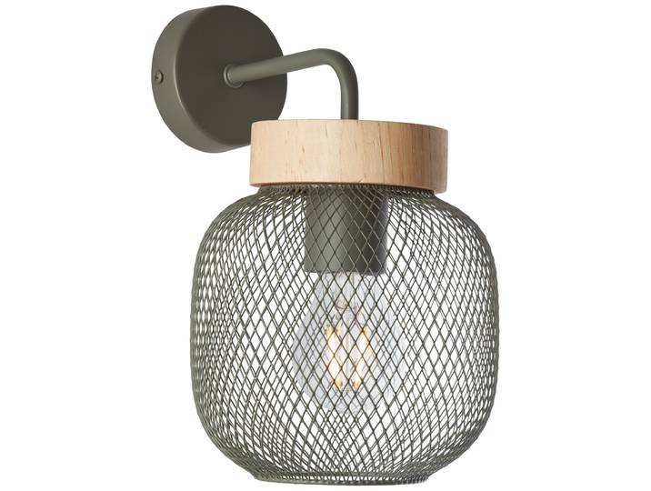 BRILLIANT Wandleuchte Giada , grün (oliv grün, holz), 1, H: 26,5cm, 1 Stk., Leuchten, Wandlampe, Höhe 26,5 cm, 1x E27, Metall/Holz, Wandleuchte