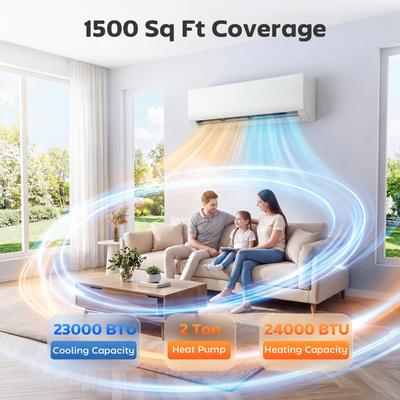 HOMCOM 24000 BTU Mini Split Air Conditioner and Heat Pump, 22 SEER2 230V Ductless Inverter AC Unit Cools up to 1500 Sq.Ft