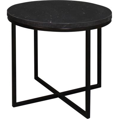 Couchtisch MÄUSBACHER "Couchtisch rund", schwarz (schwarz, keramik optik schwarz), H:50,5cm, Tische, Couchtisch, Couchtisch rund Durchmesser 60cm, Metallgestell