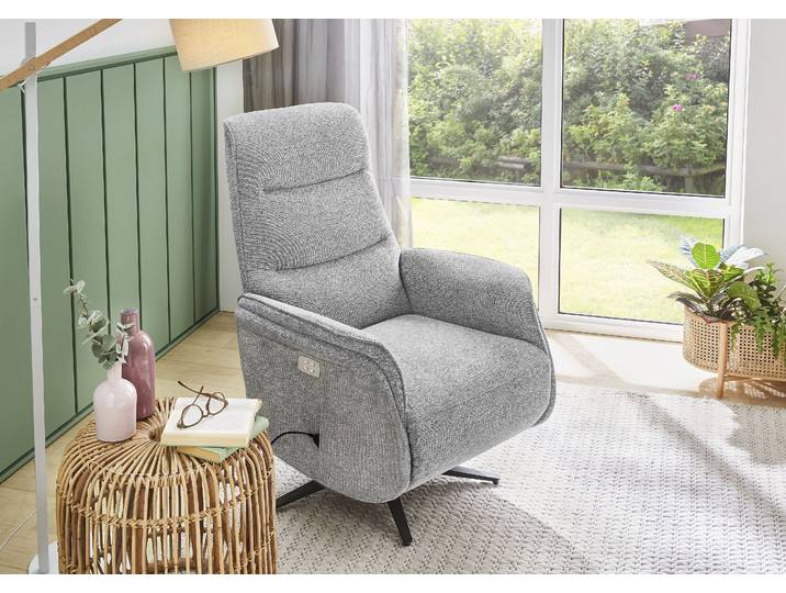 TV-Sessel JOCKENHÖFER GRUPPE Miami, B: 74 cm, Sitzhöhe: 47 cm , grau (hellgrau), B:74cm H:108cm T:89cm, Sessel, TV-Sessel, elektr. Relaxfunktion, Heizfunktion & Massage, 2 Motoren